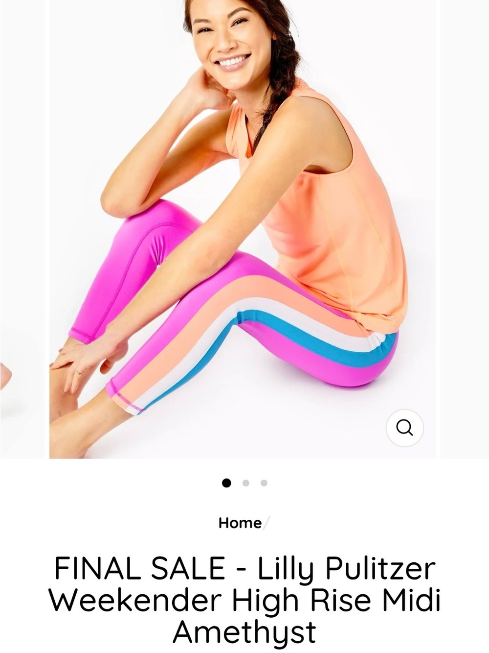 Lilly Pulitzer Pink Amethyst Striped Side-Panel High-Rise Leggings